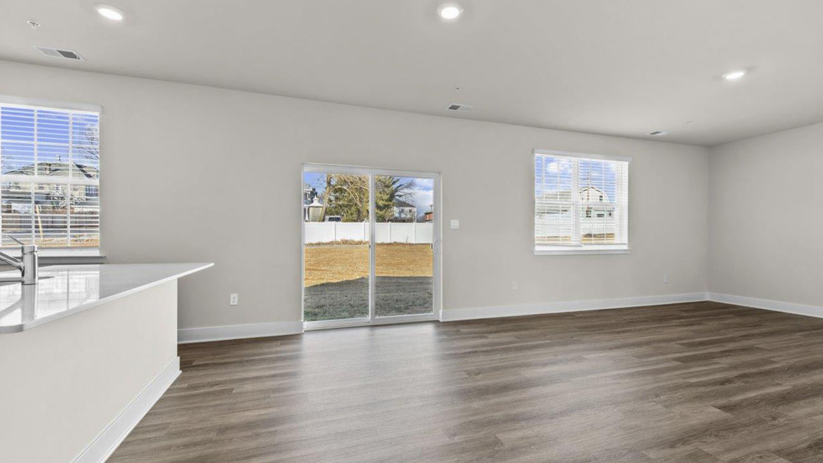 natural light rom windows and sliding back door