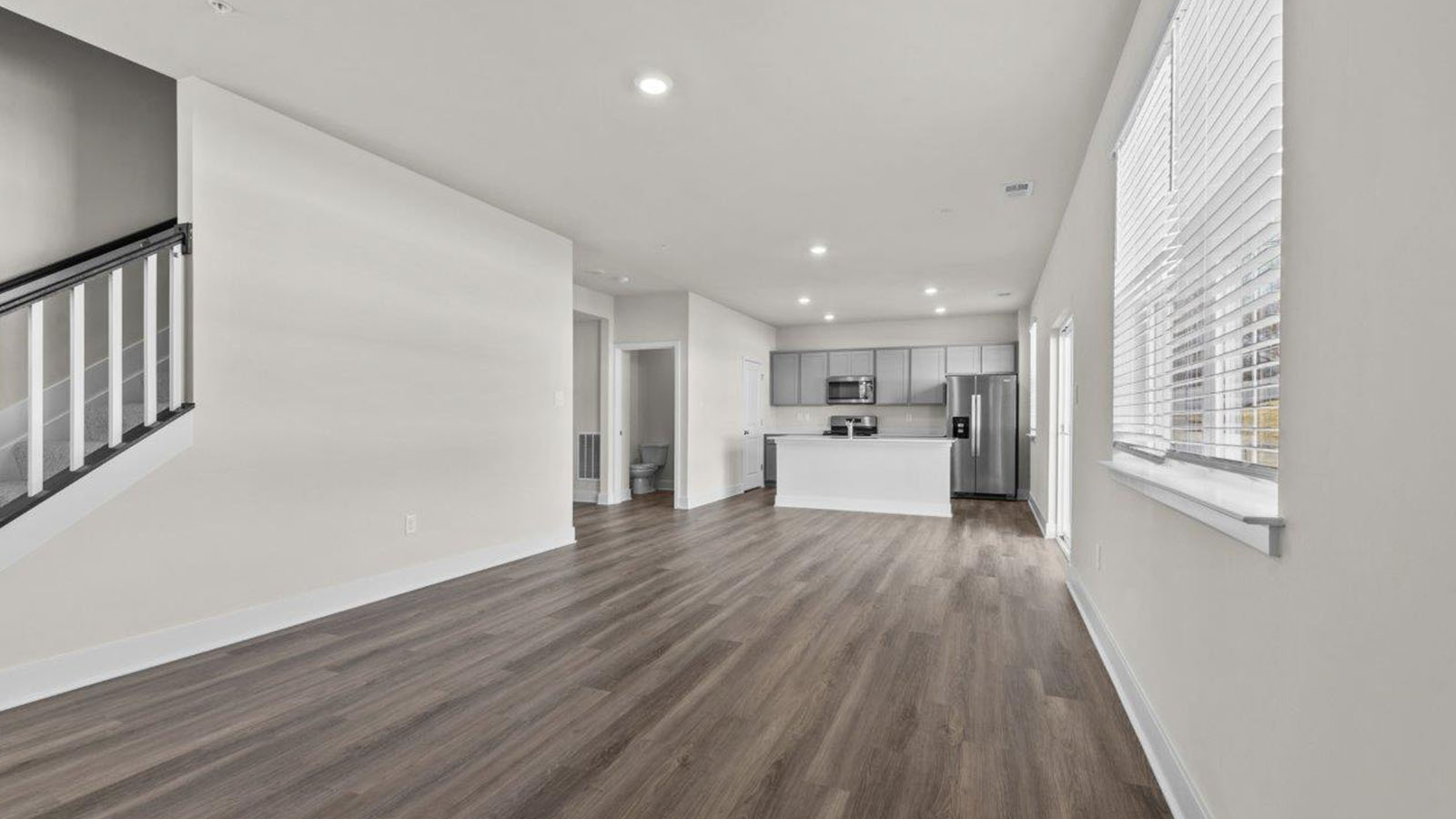 kitchen facing living area