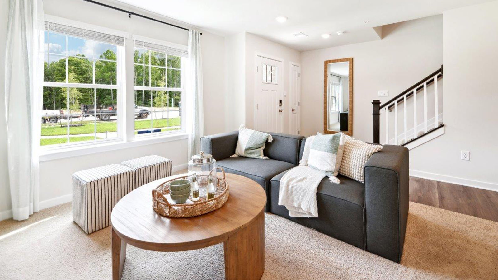 open concept lower level rec room