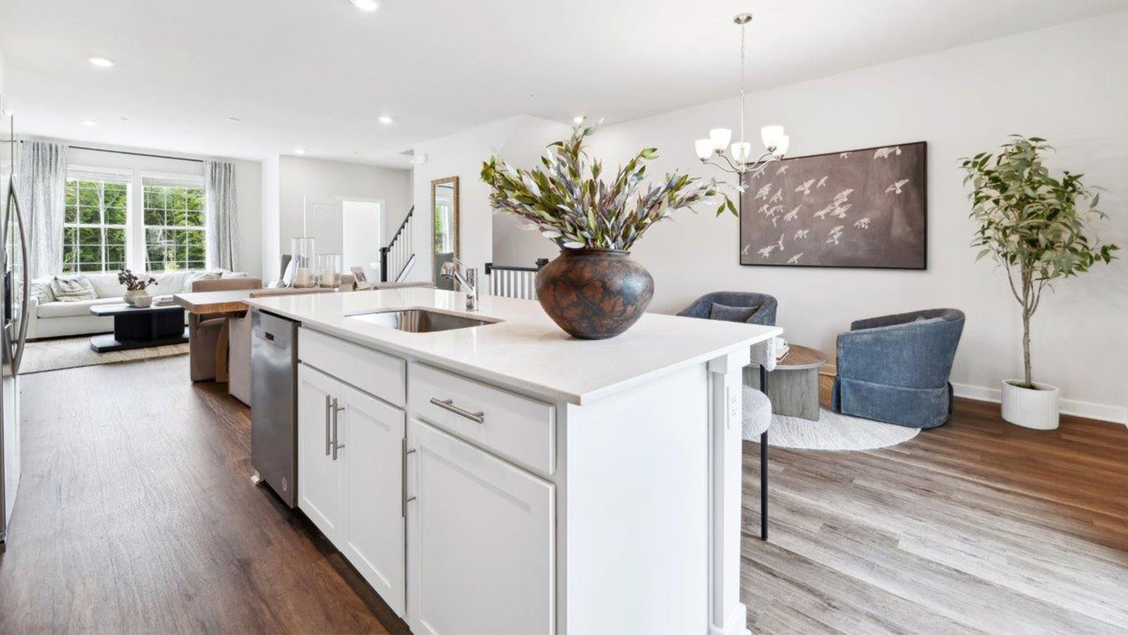 island overlooking living area