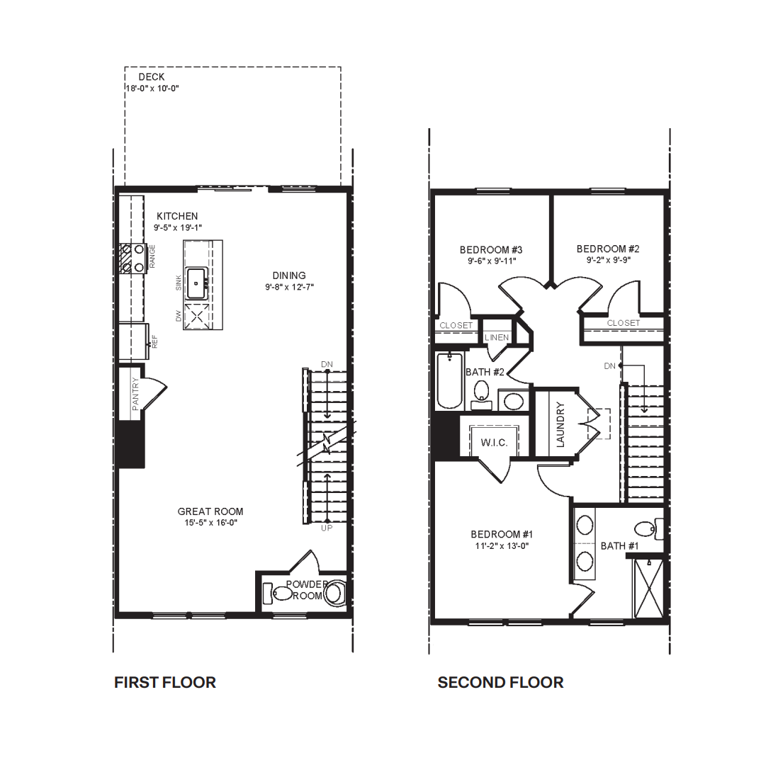 norris floor plan upper levels with deck