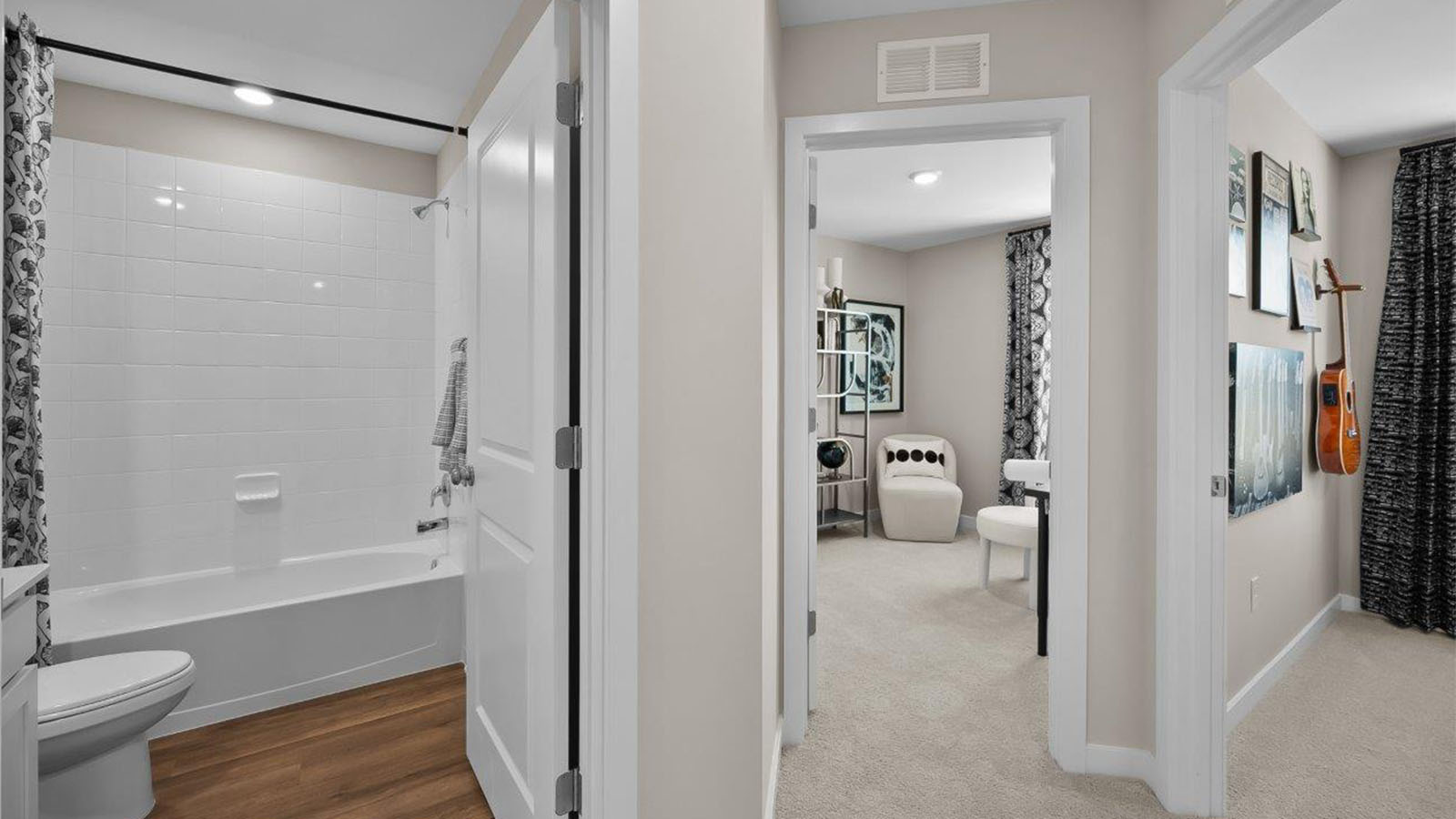 hallway to secondary full bath