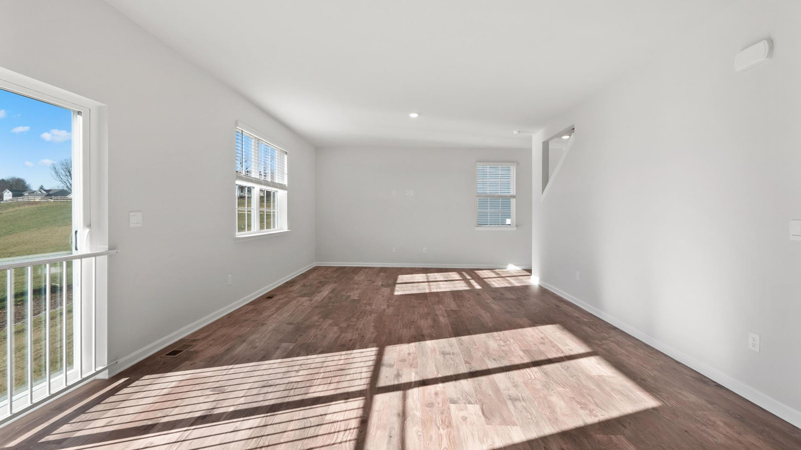 open concept living room natural light