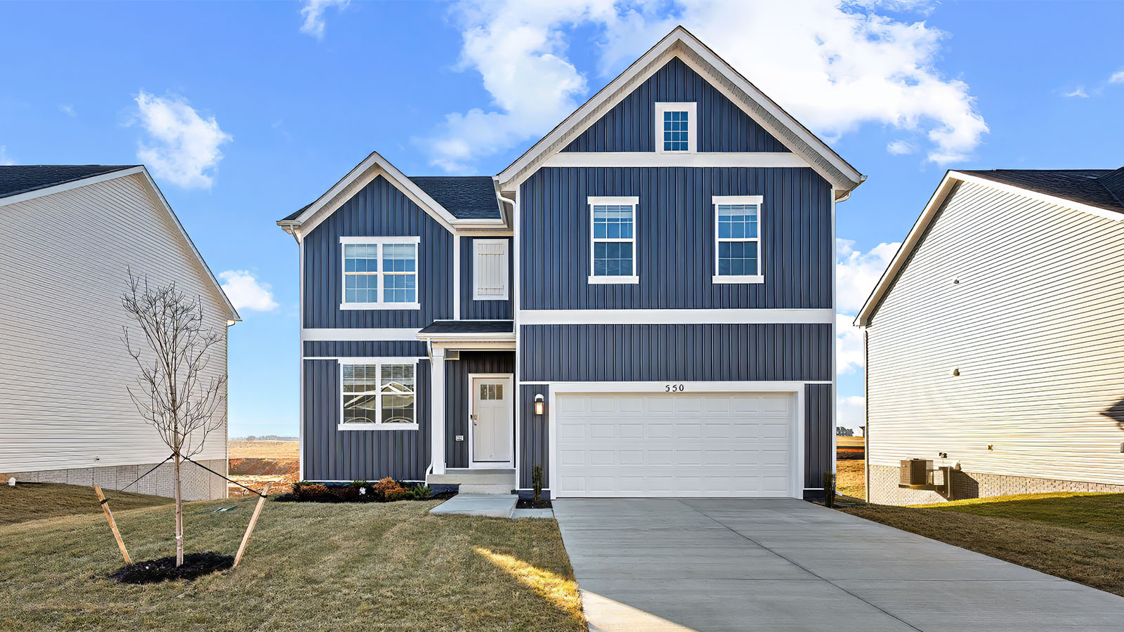 blue farmhouse exterior