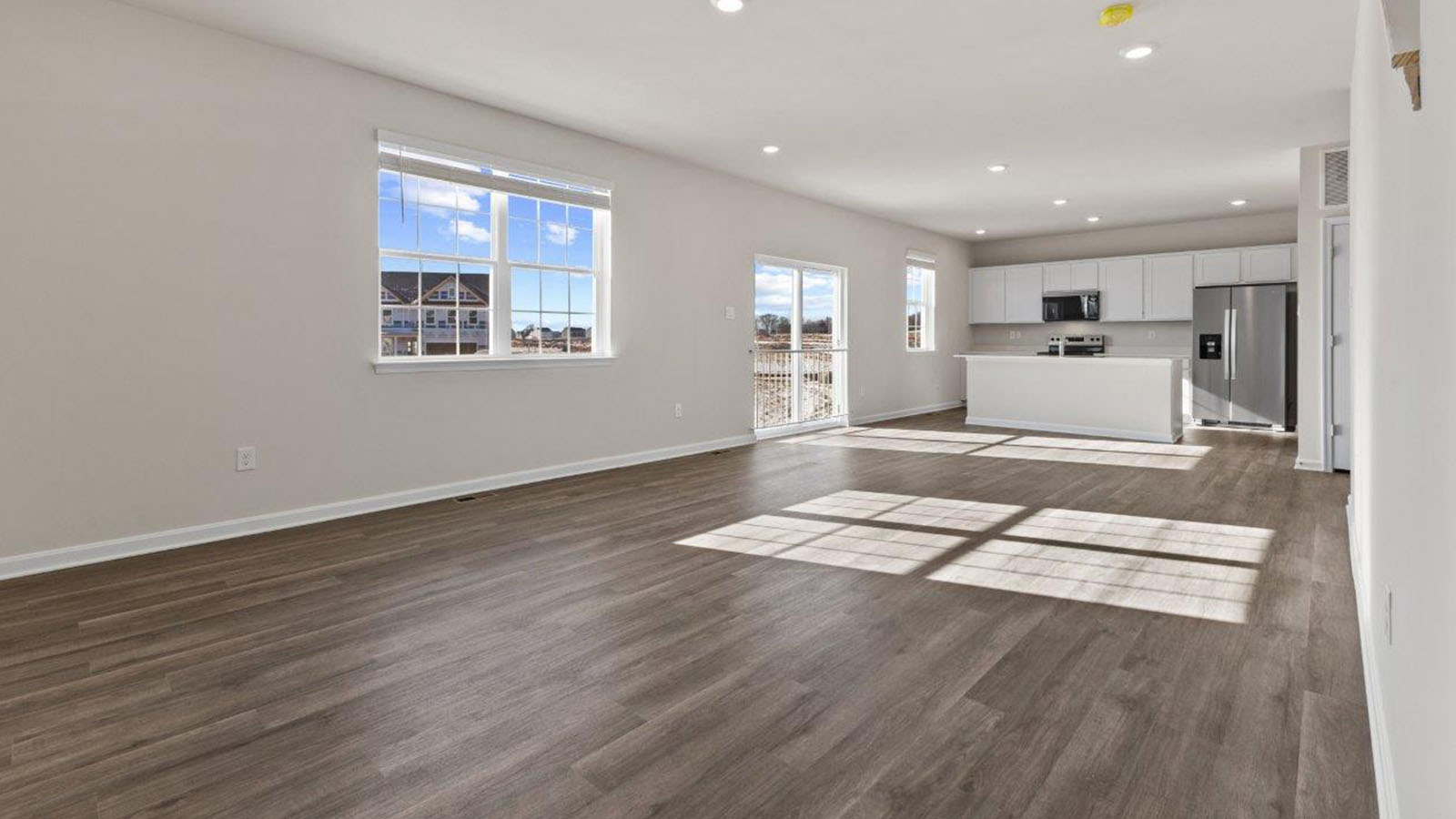 open concept kitchen into living area