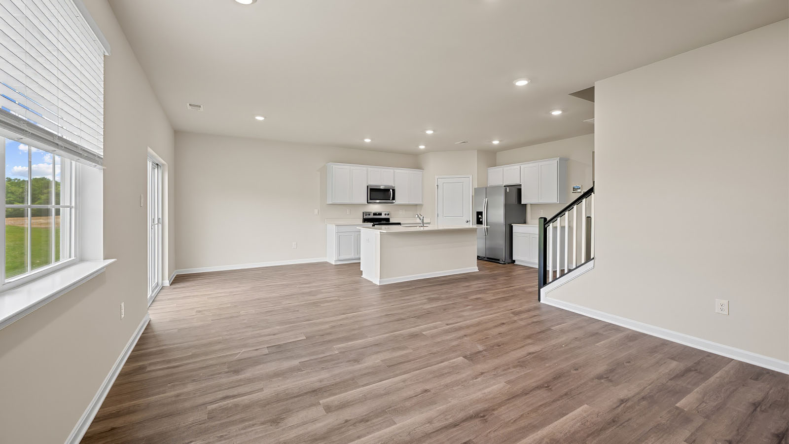 open concept living room with natural light