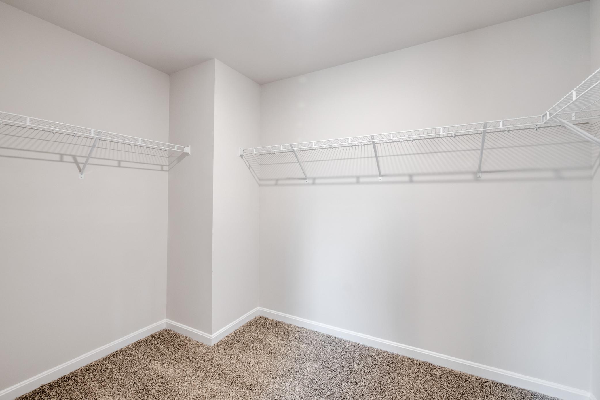 Galen plan closet with wire hanging shelves