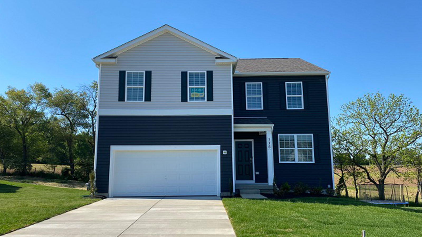 front elevation with two car garage