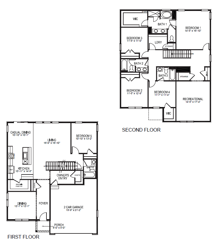 first and second floors