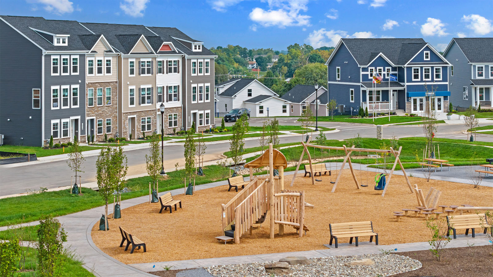 central playground and gathering areas