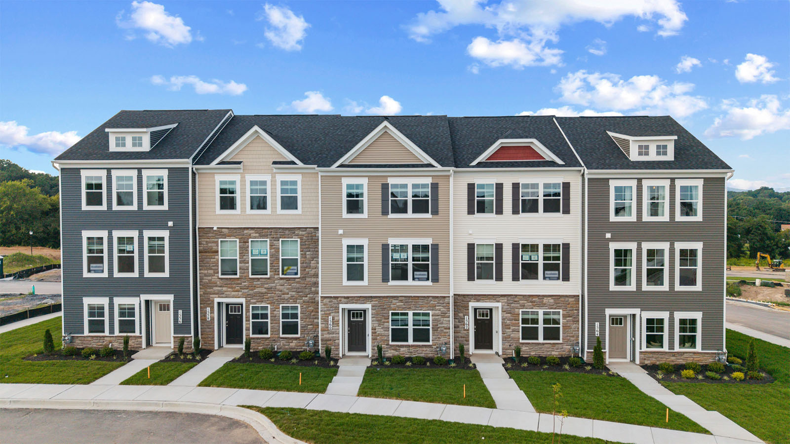 exterior of three story townhomes