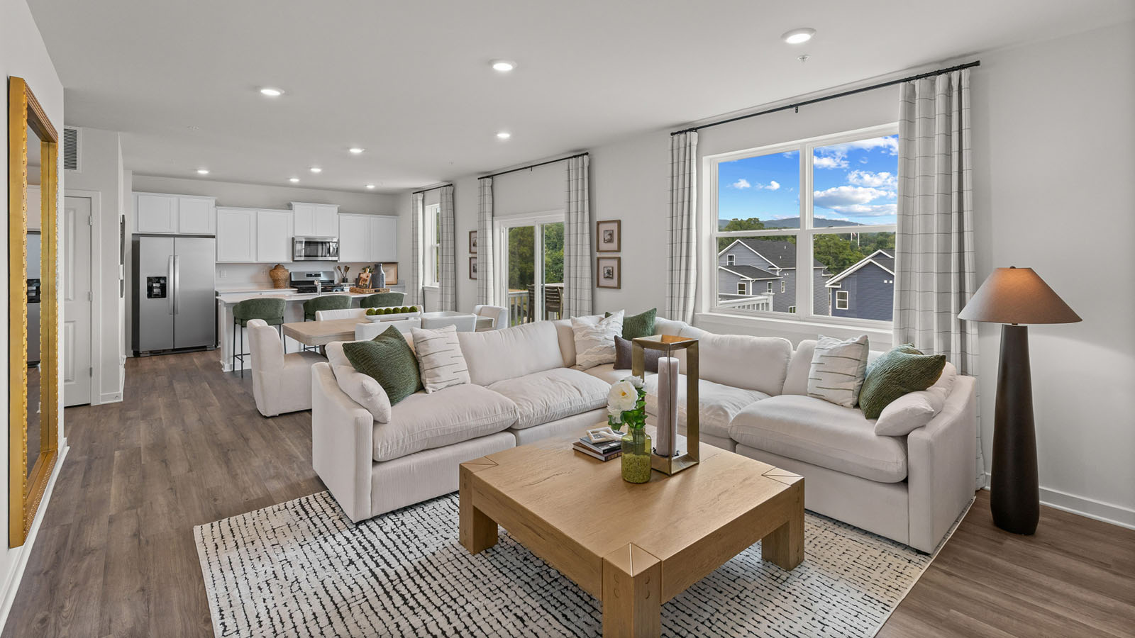 spacious living are with natural light