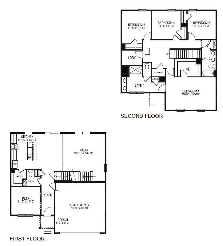 first and second floors