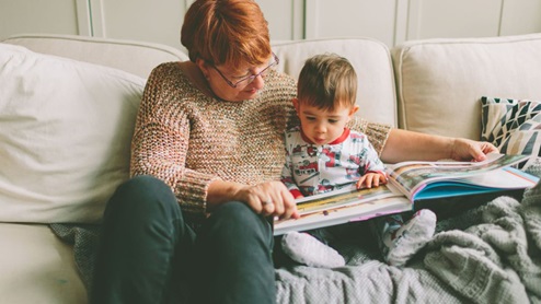 grandma and grandson reading