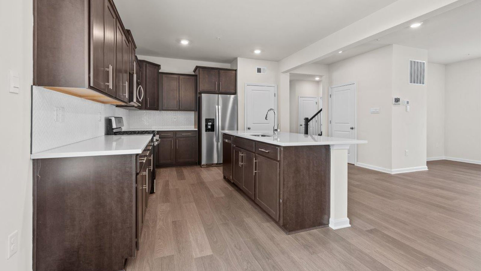 kitchen with espresso shaker cabinets
