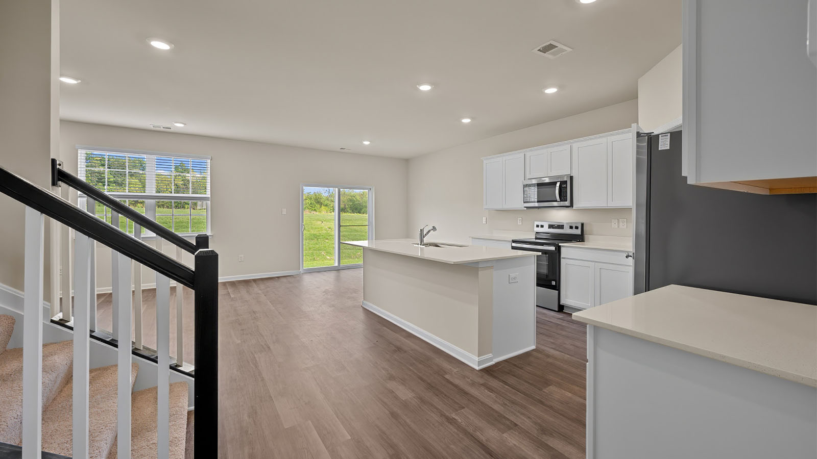 kitchen with white shaker cabinets