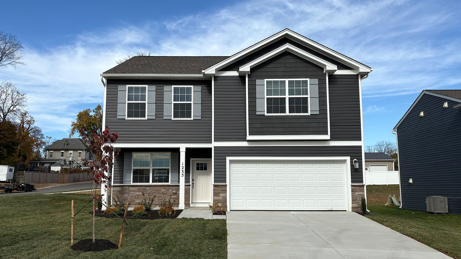 front exterior with two car garage