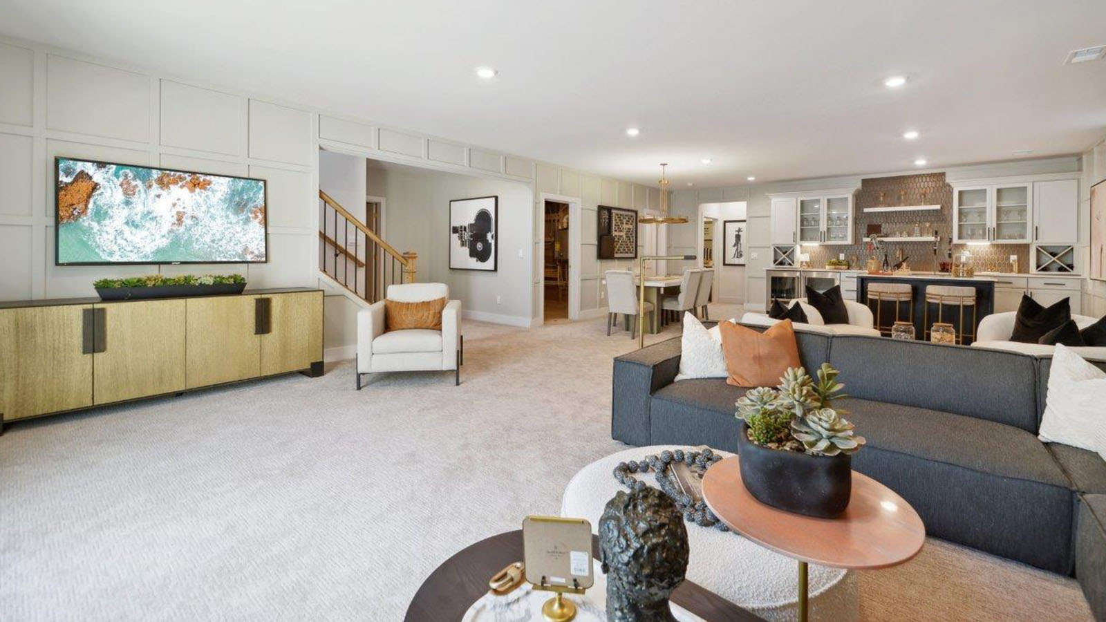 finished basement rec room