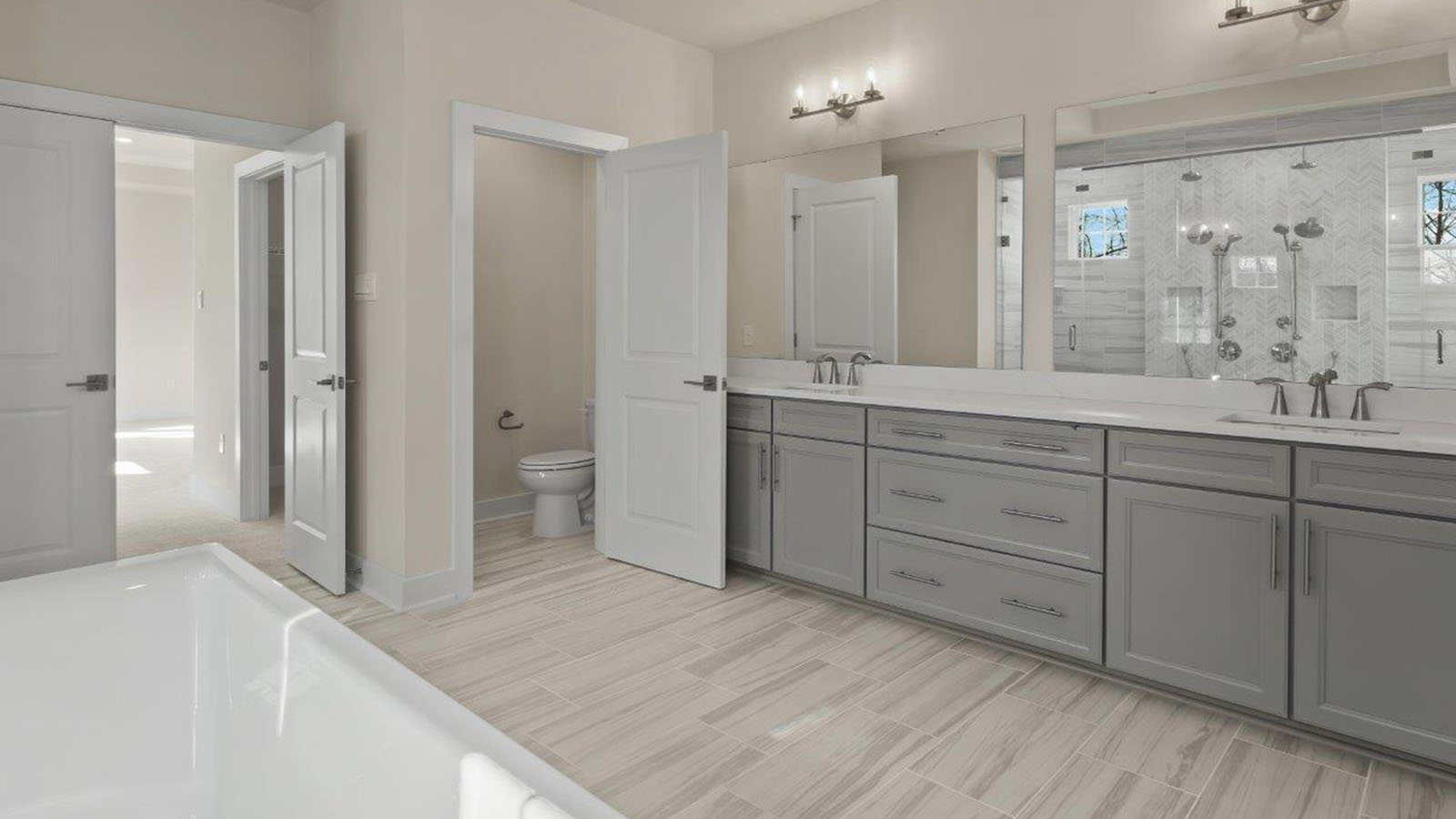 spacious master bathroom