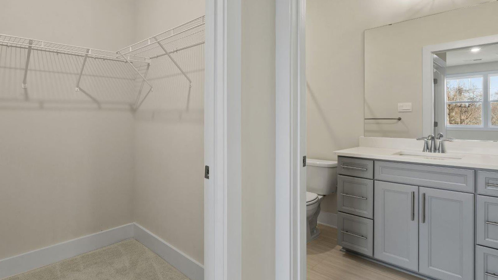 walk-in closet off of bathroom