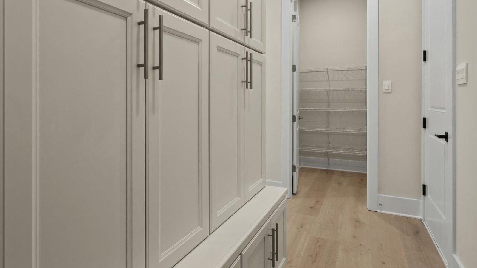 drop zone with cabinets and bench