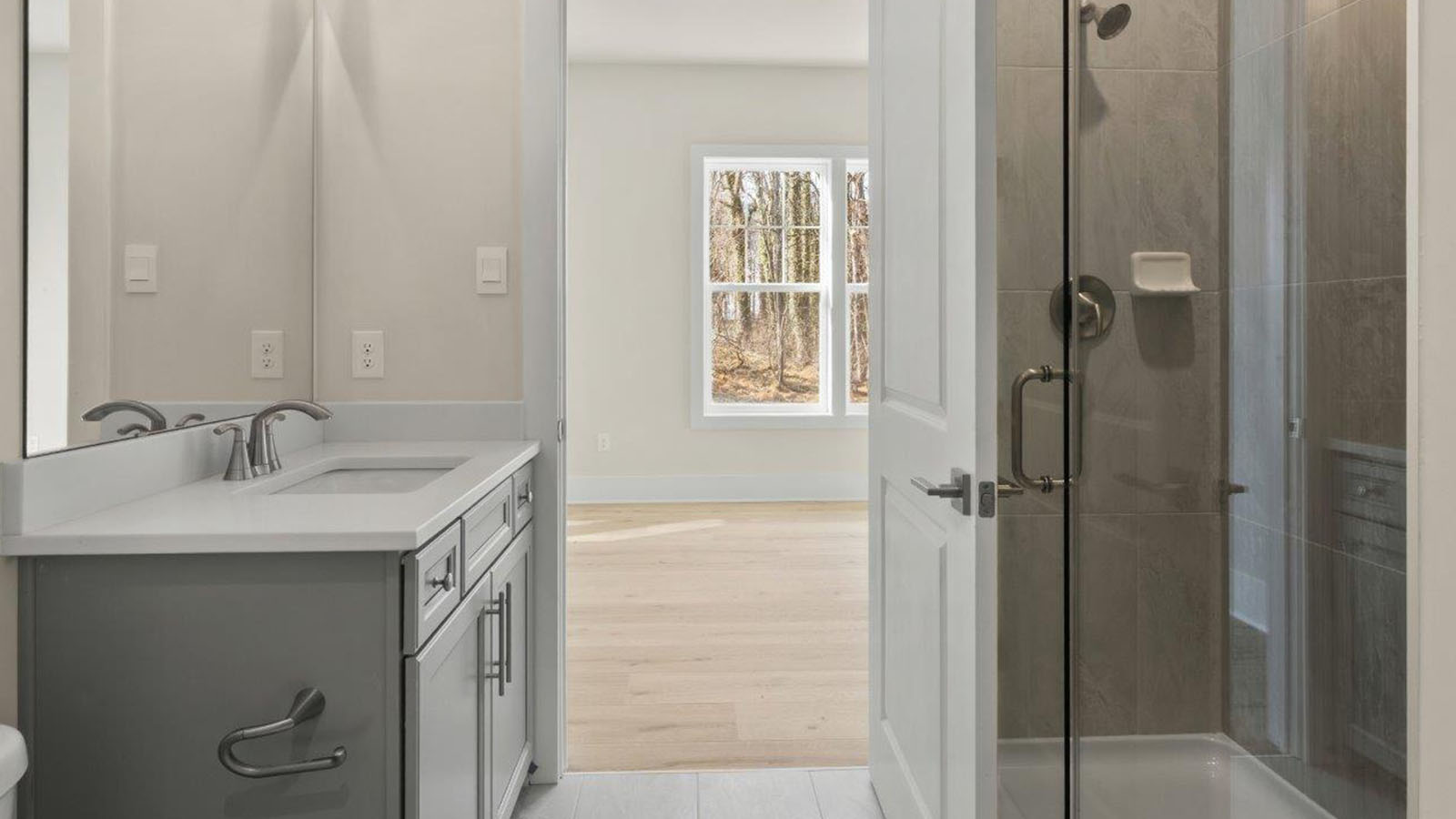 first floor full bathroom glass shower