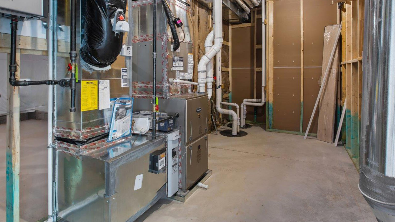 unfinished basement storage space