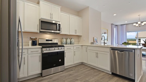 kitchen with white shaker cabinets