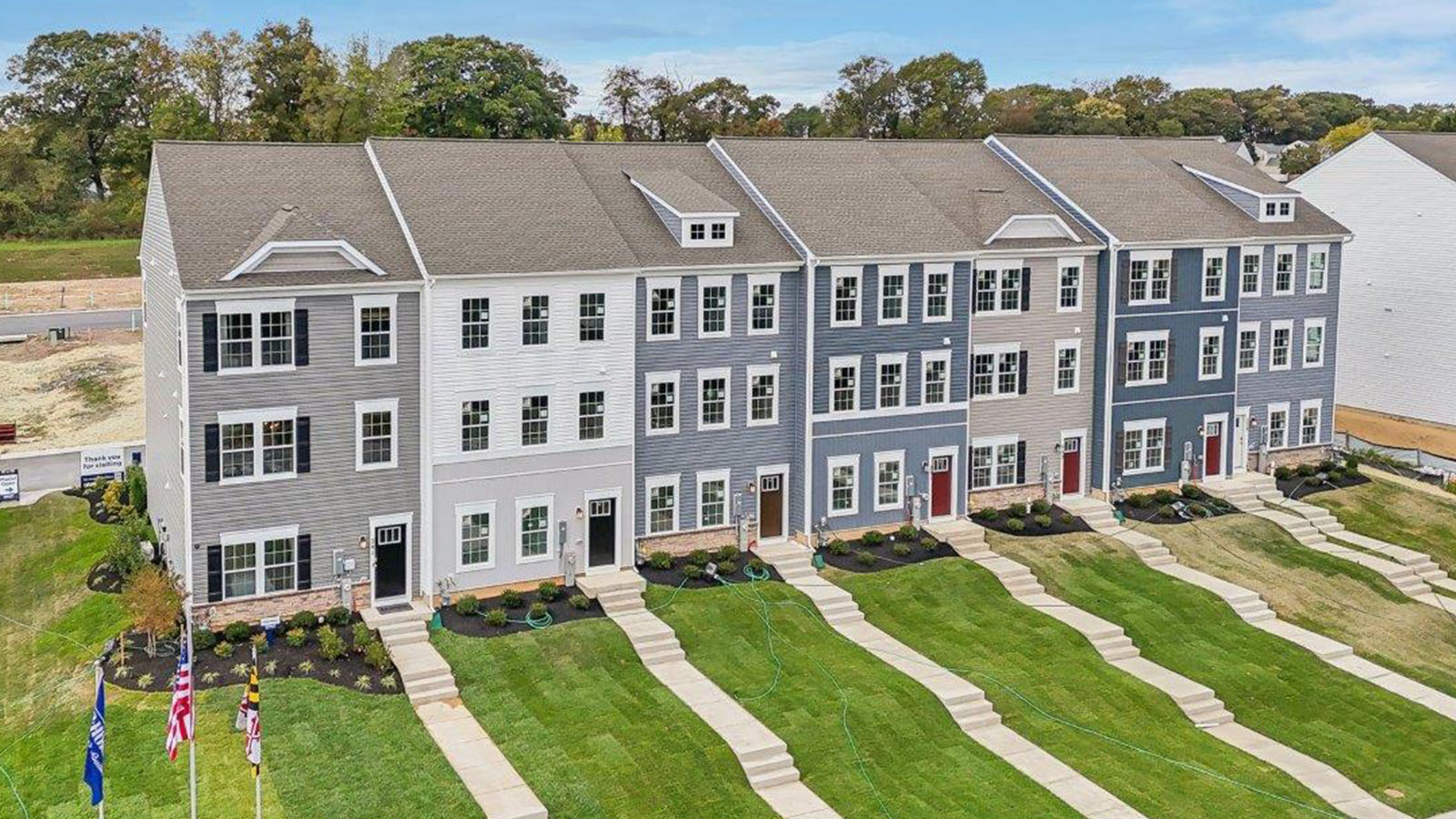 columbus townhome model frontal exterior aerial