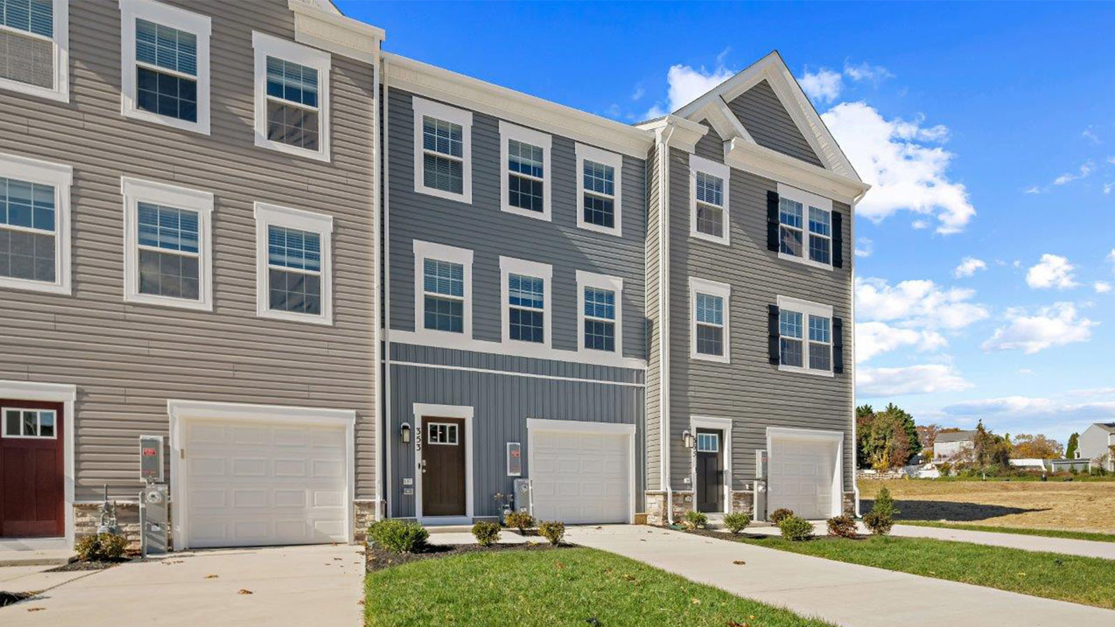three story townhome with one car garage