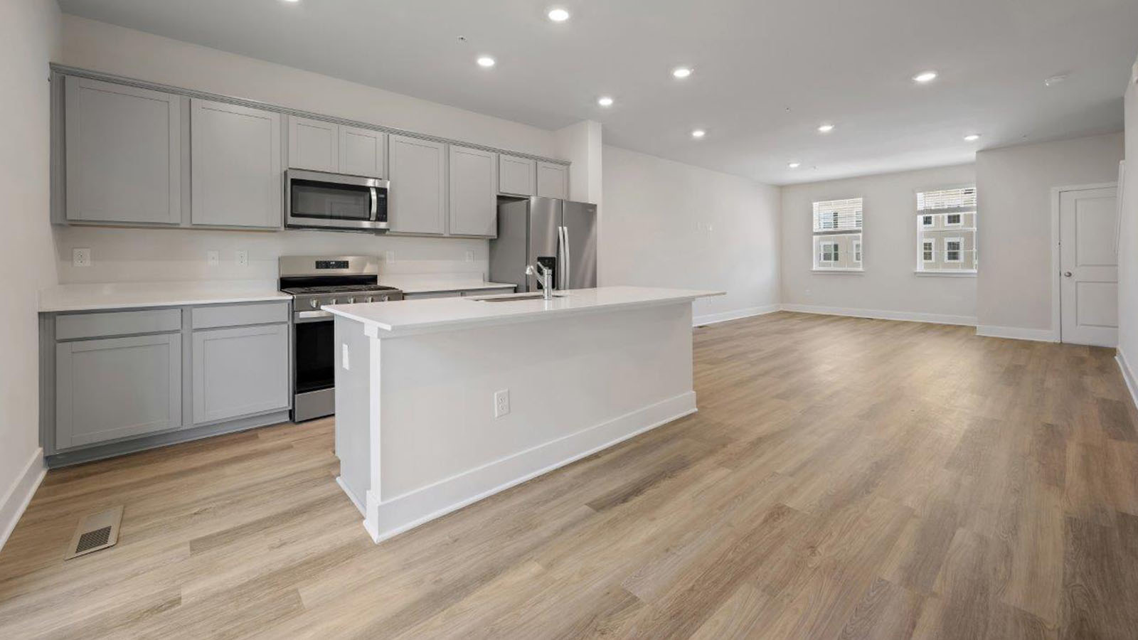 upstairs main level kitchen and living