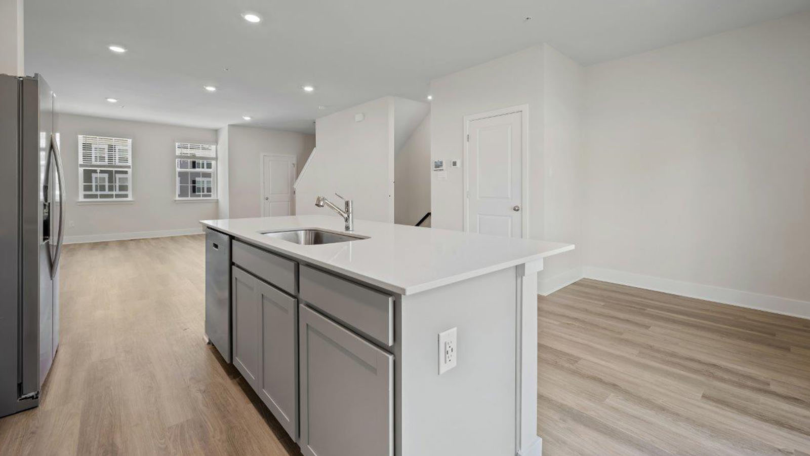 quartz counters and central island