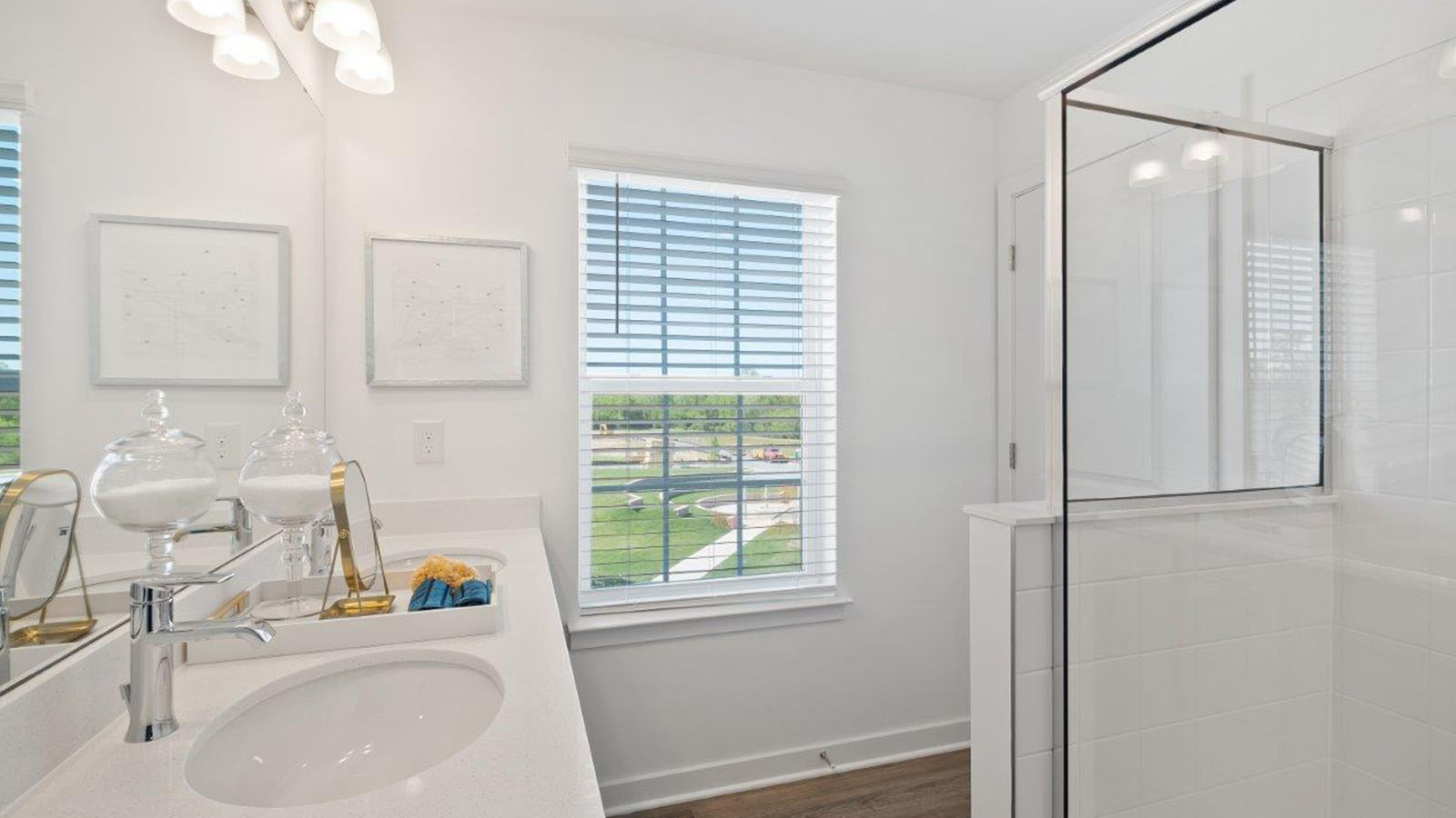 dual vanities and shower