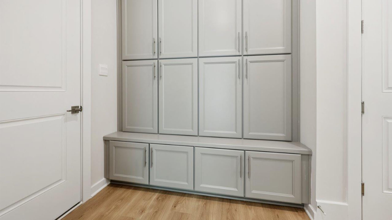 drop zone with cabinets and bench