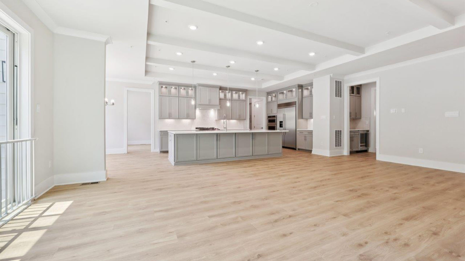 open concept main level kitchen and living