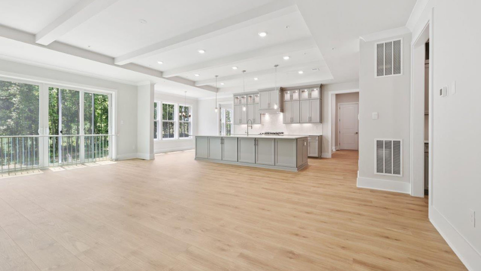 open concept main level kitchen and living