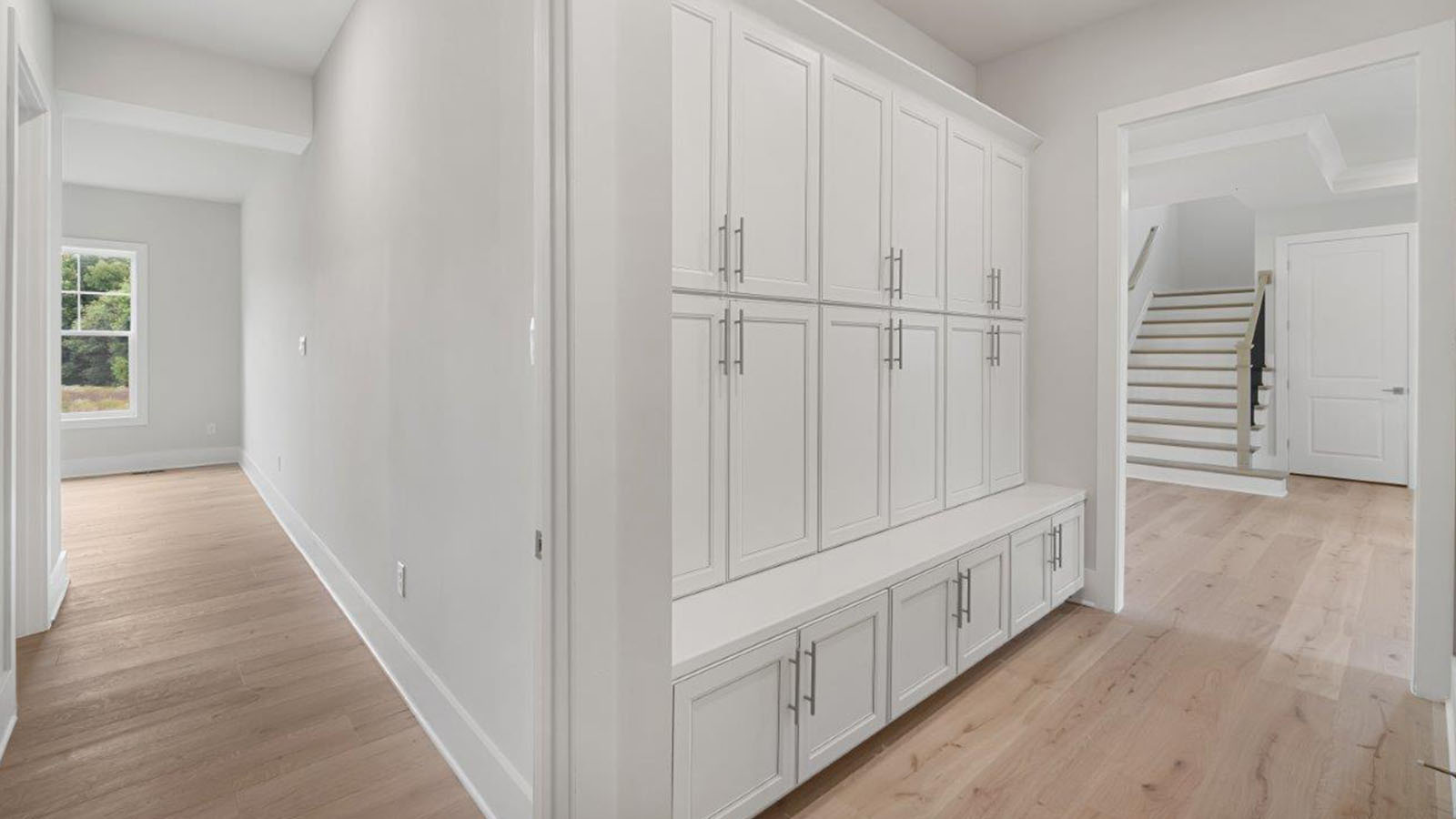 drop zone with cabinets and bench