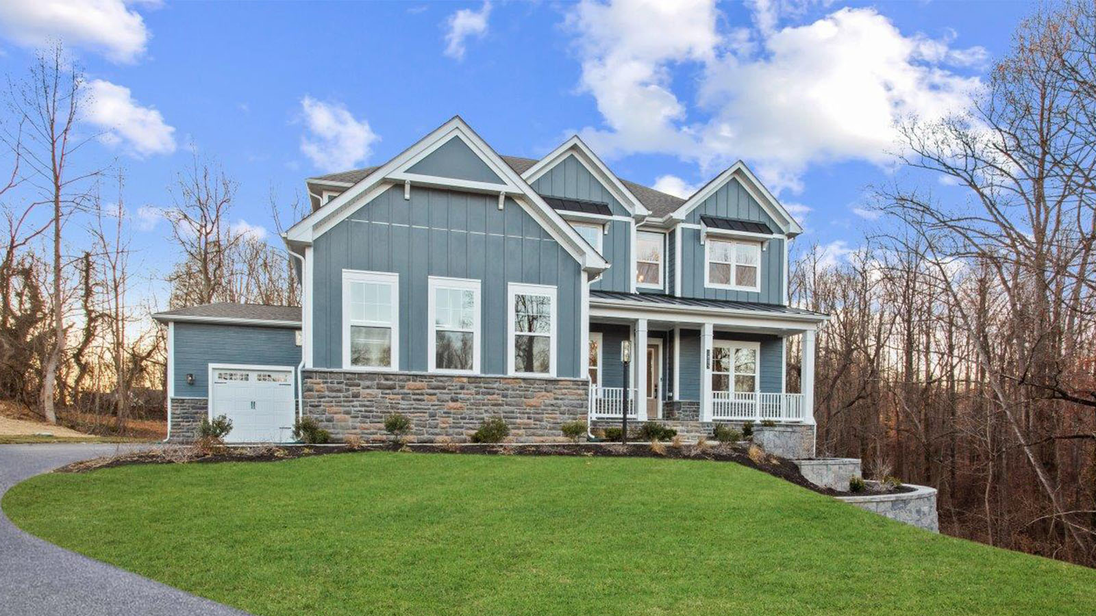 front elevation with stone work