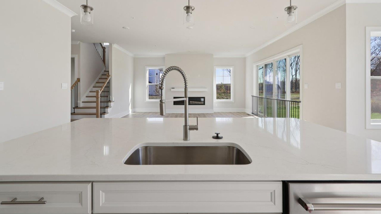 sink and dishwasher in island