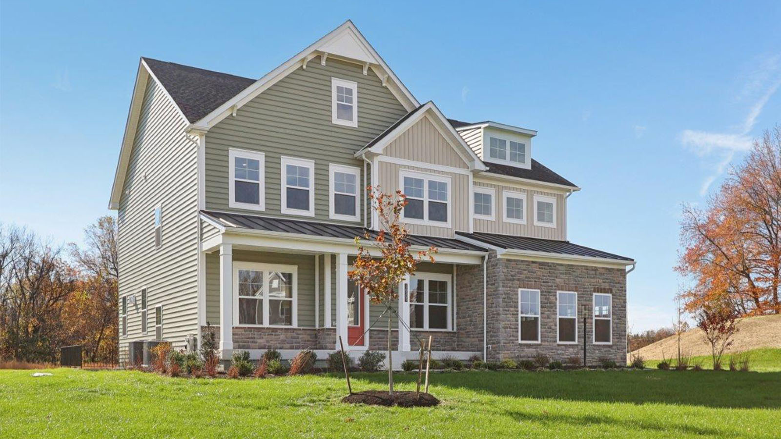 front elevation with stone