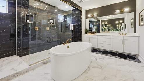 master bathroom soaking tub and glass shower