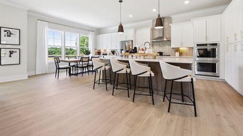 spacious center island with seating