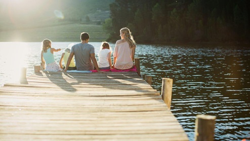 family on dock