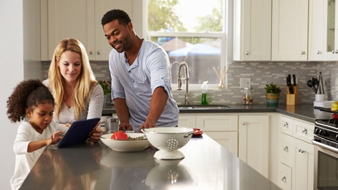 family in kitchen