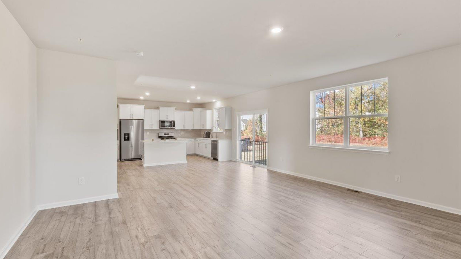 open concept kitchen and living room