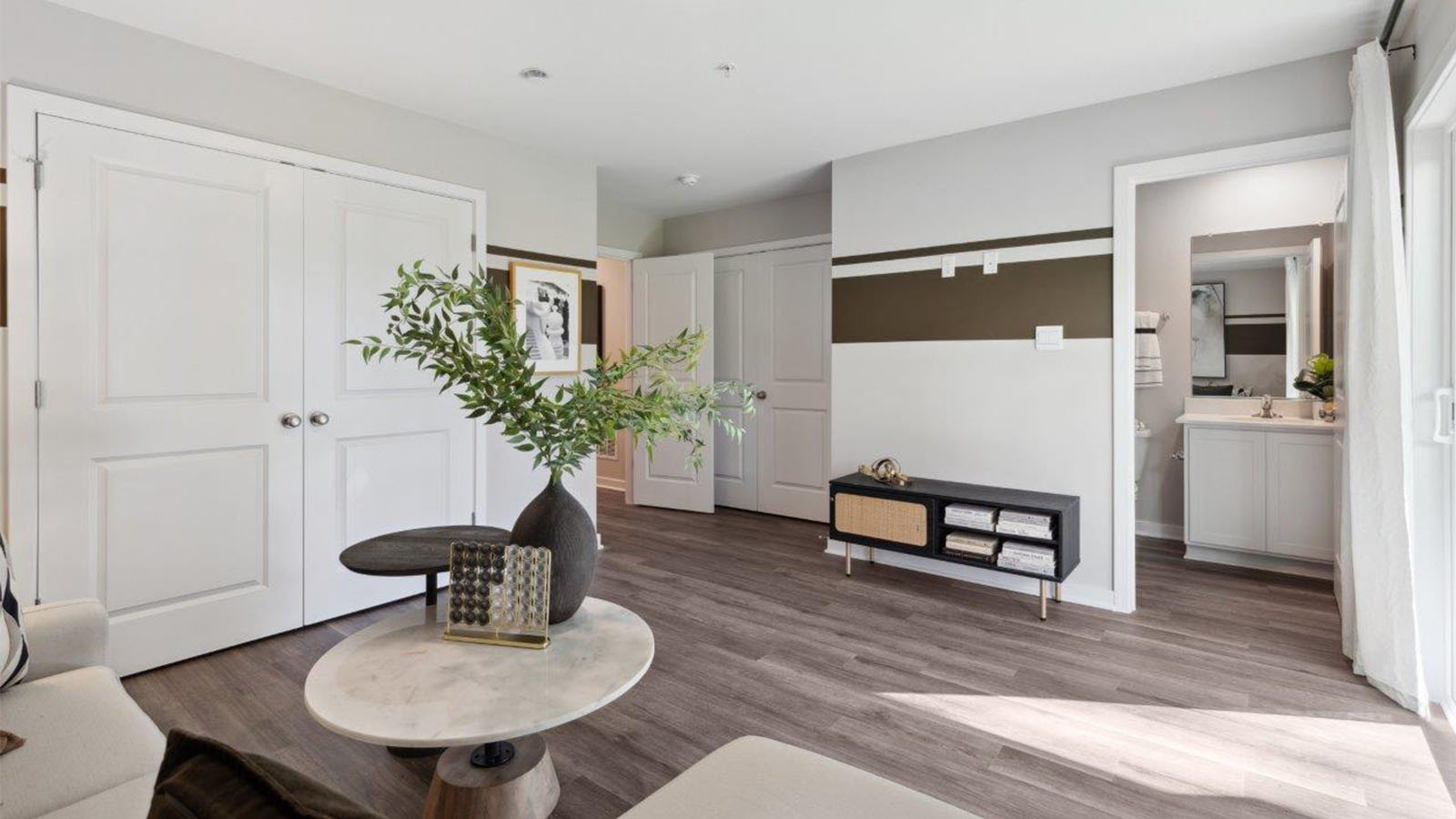 lower level den with sliding back door