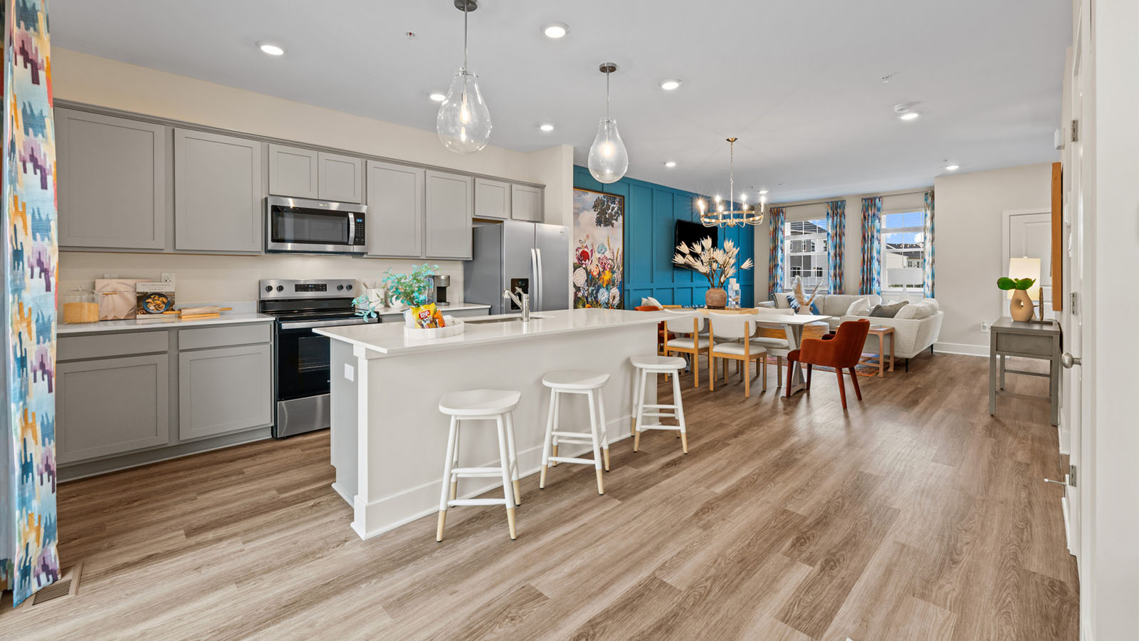 spacious kitchen with central island