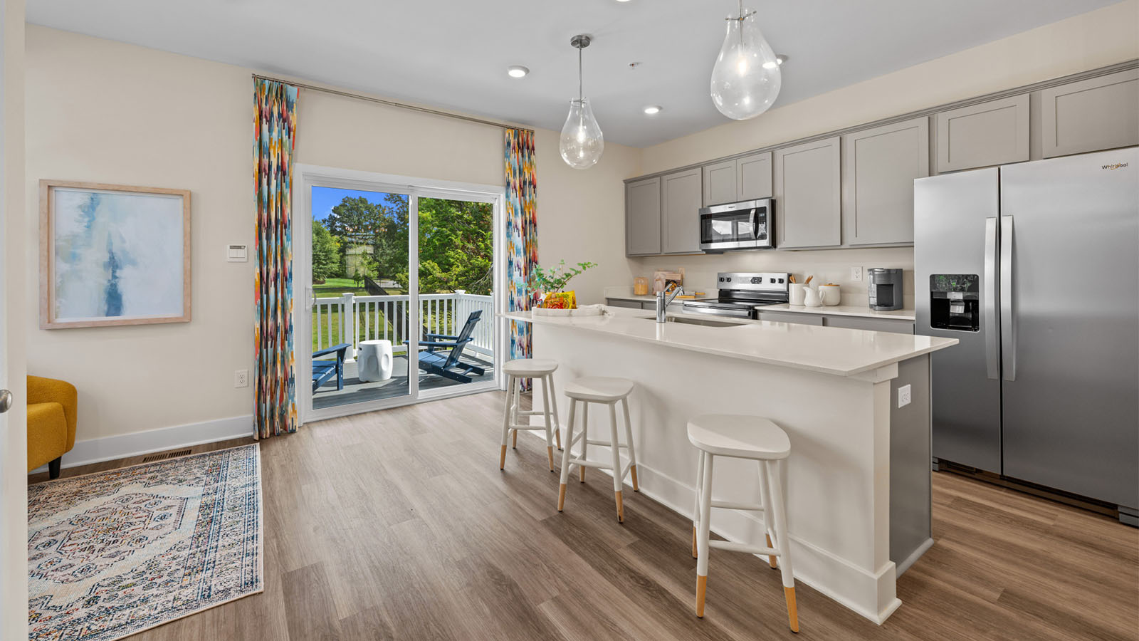 open concept kitchen with central island seating