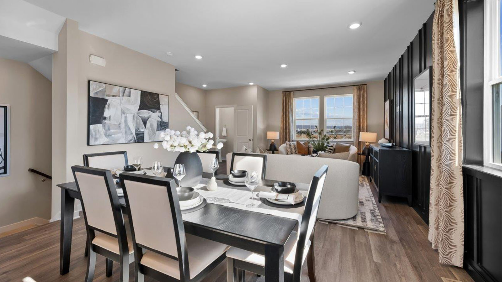 living area with dining table