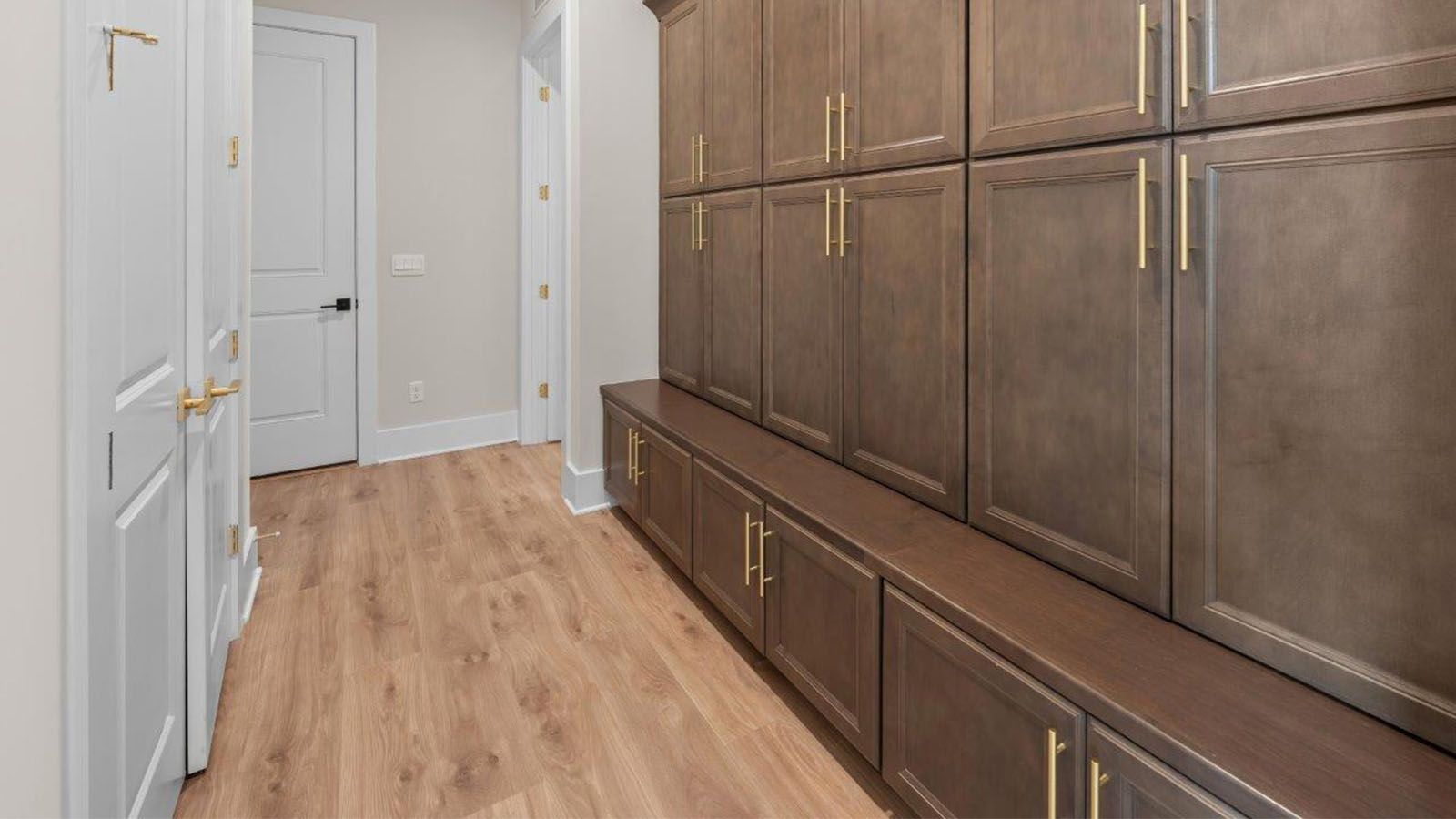 drop zone with bench and storage